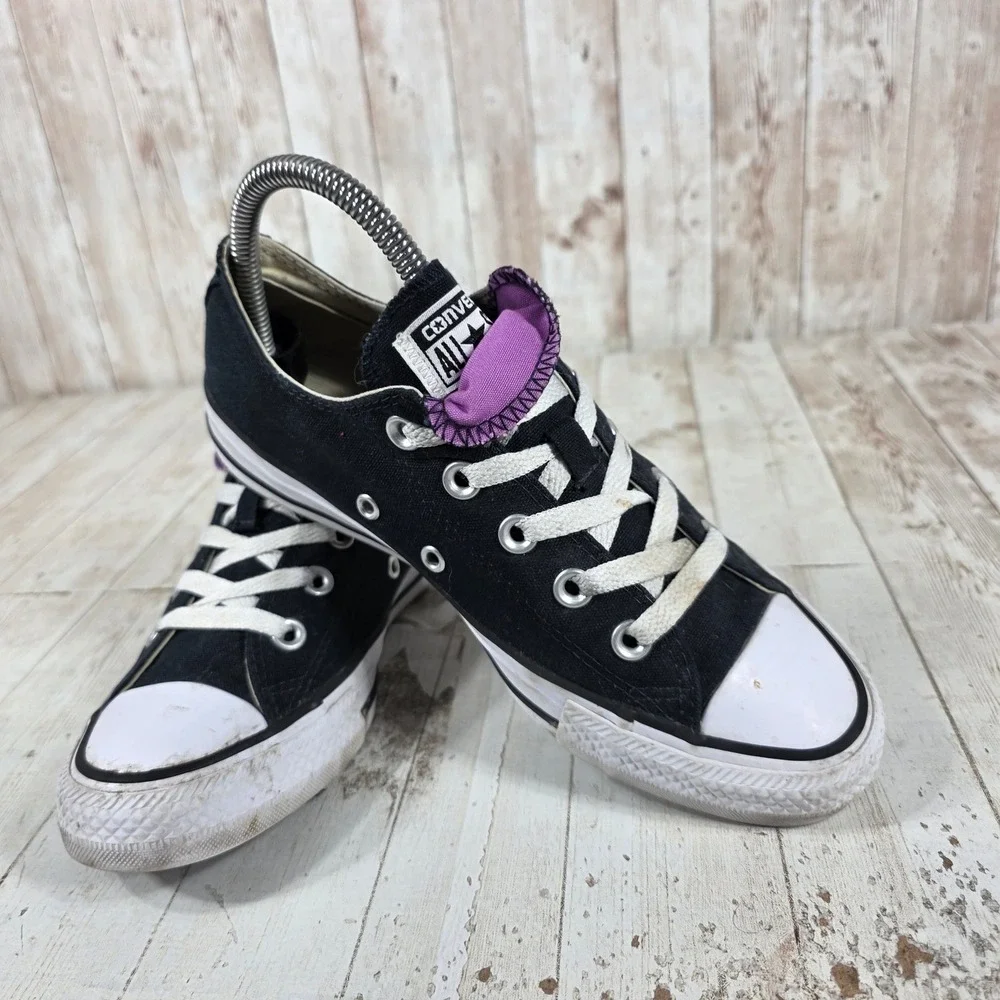 Converse Chuck Taylor All Star Double Tongue Black Purple Sneakers Womens 6